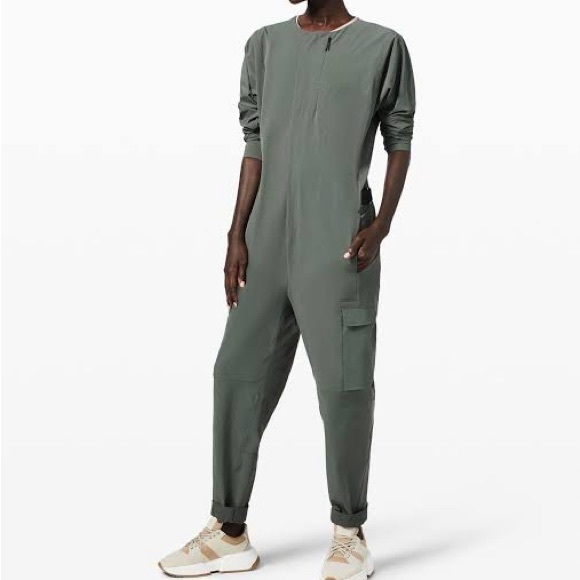 ❤️ Lululemon Long Sleeve Reykur Jumpsuit In Palm Delco Green Size Small NWOT